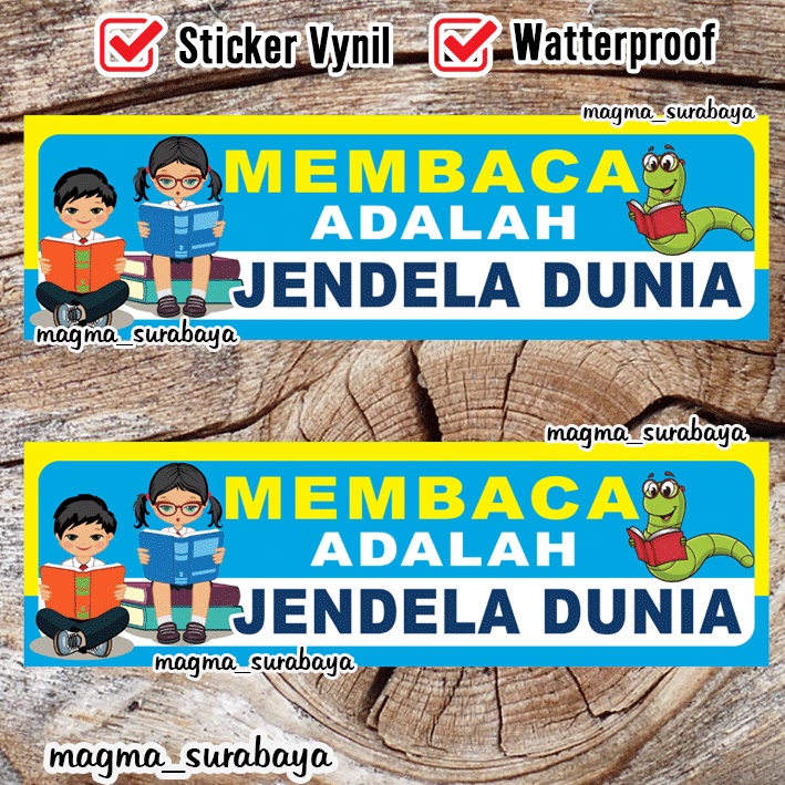 

Stiker Membaca adalah jendela Dunia - perpustakaan - gemar membaca - pustakawan