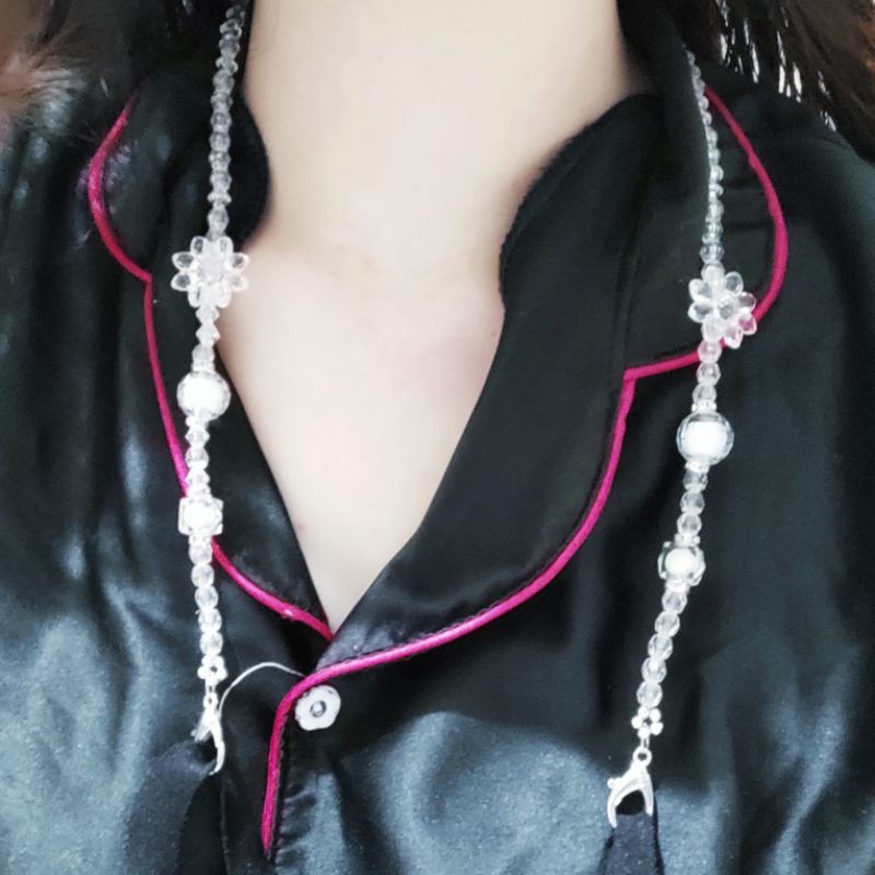 Kalung Gantungan Masker Strap Mask Flower Crystal Acrilic Premium Series Luxury Diamond Hanging