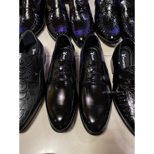PSPGN.CO | ORIGINAL BRANDED PLAYBOY PH3345BK IN BLACK SEPATU PRIA KULIT OXFORD PANTOFEL SLIP ON FORM
