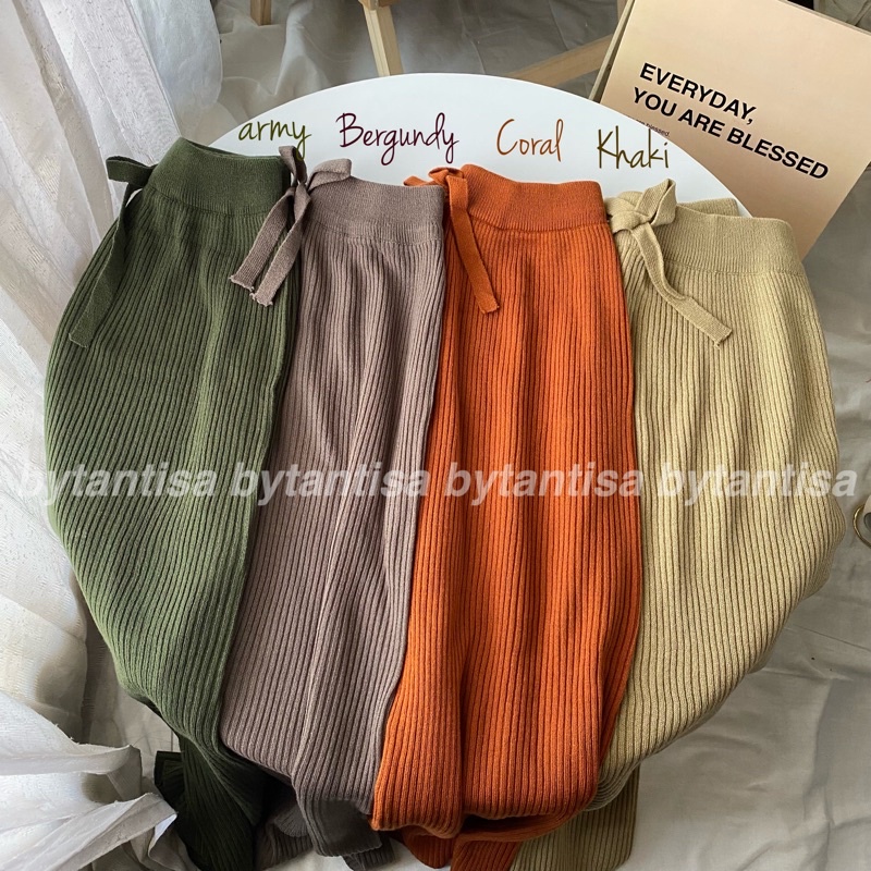 CELANA RAJUT SALUR KNIT PANTS FULL KARET