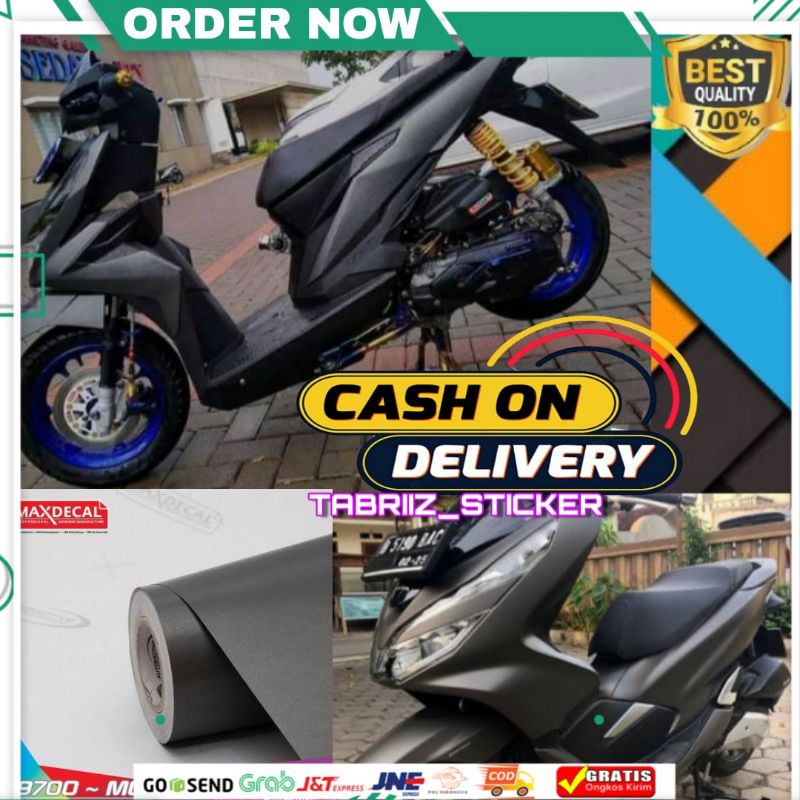 Sticker skotlet metalik chrom doff grey / sticker skotlet motor/ skotlet abu abu monyet merk decal