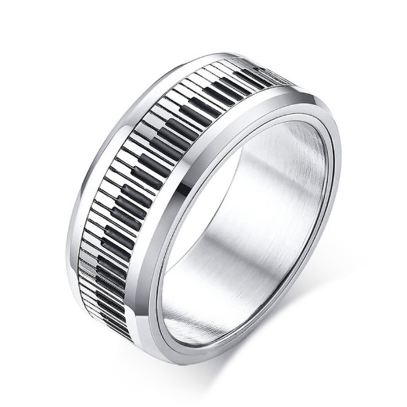 Cincin Desain Piano Bahan Stainless Steel Ukuran 7-14 Untuk Pria