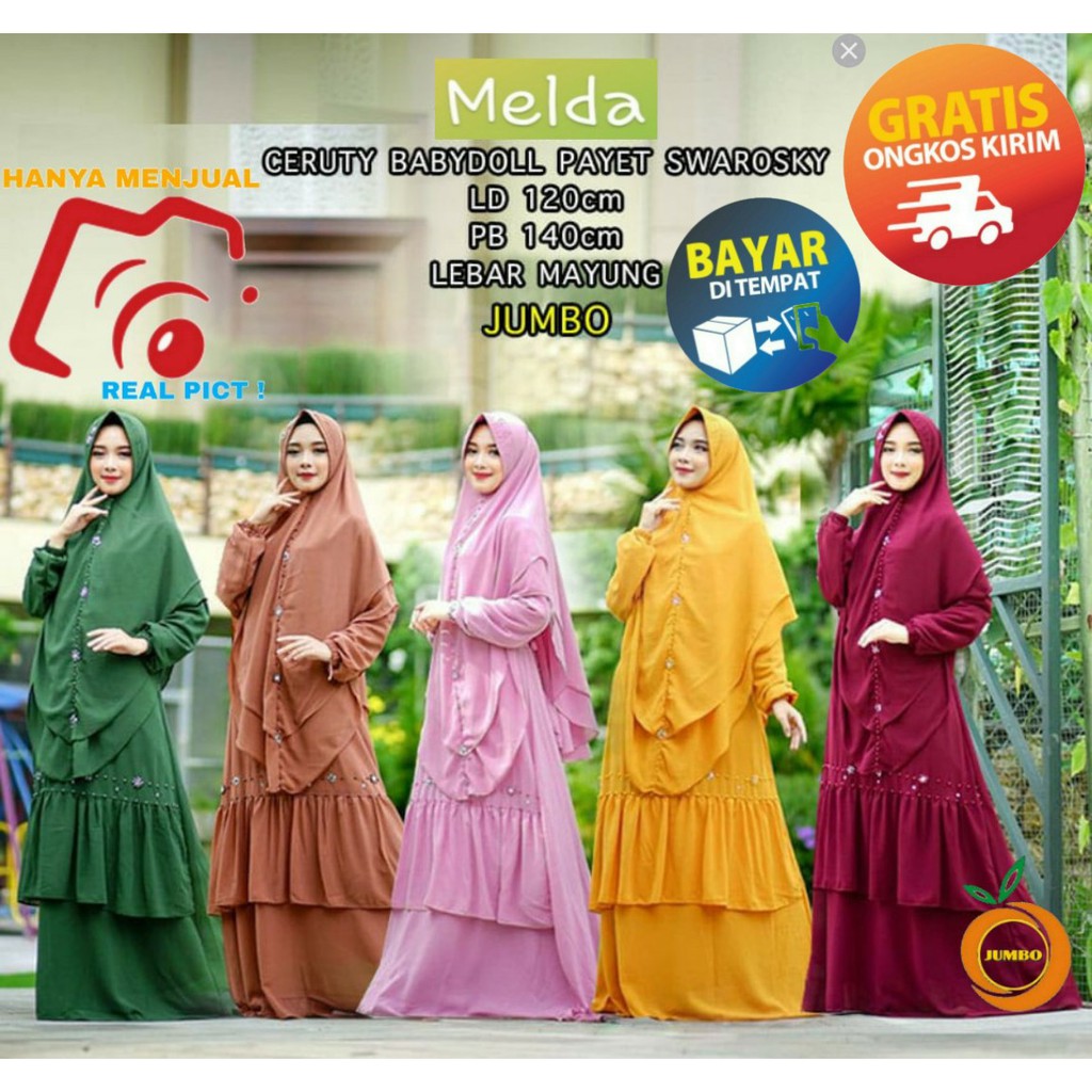 GAMIS SYARI JUMBO LD 120 - 124 SOMELDA GAMIS BABYDOLL CERUTY REAL PICT SYARI GAMIS PESTA JUMBO POLOS