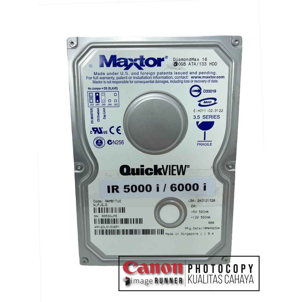 Hard Disk Mesin Fotokopi Canon IR 5000i dan 6000 i