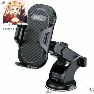 ORi Ori holder mobil hp robot rt-Ch12 RTCH12 suction cup automatic lock 360° car holder black mantul