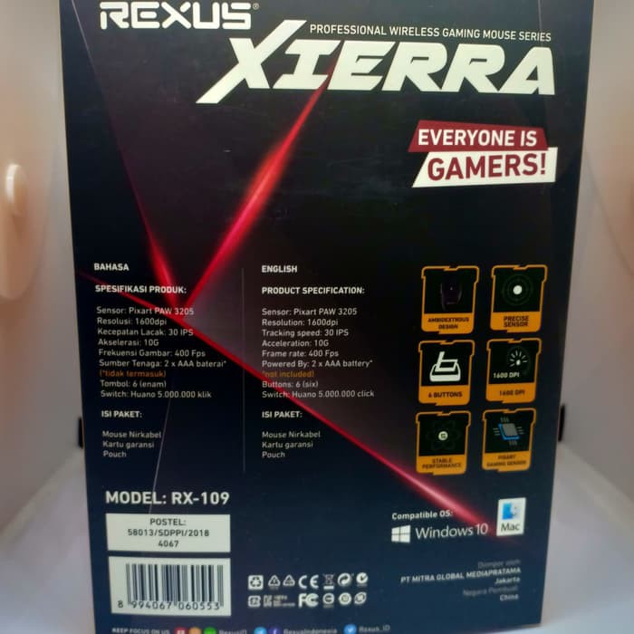 Rexus Xierra 109 Professional Wireless Gaming Mouse RX109 - RX-109