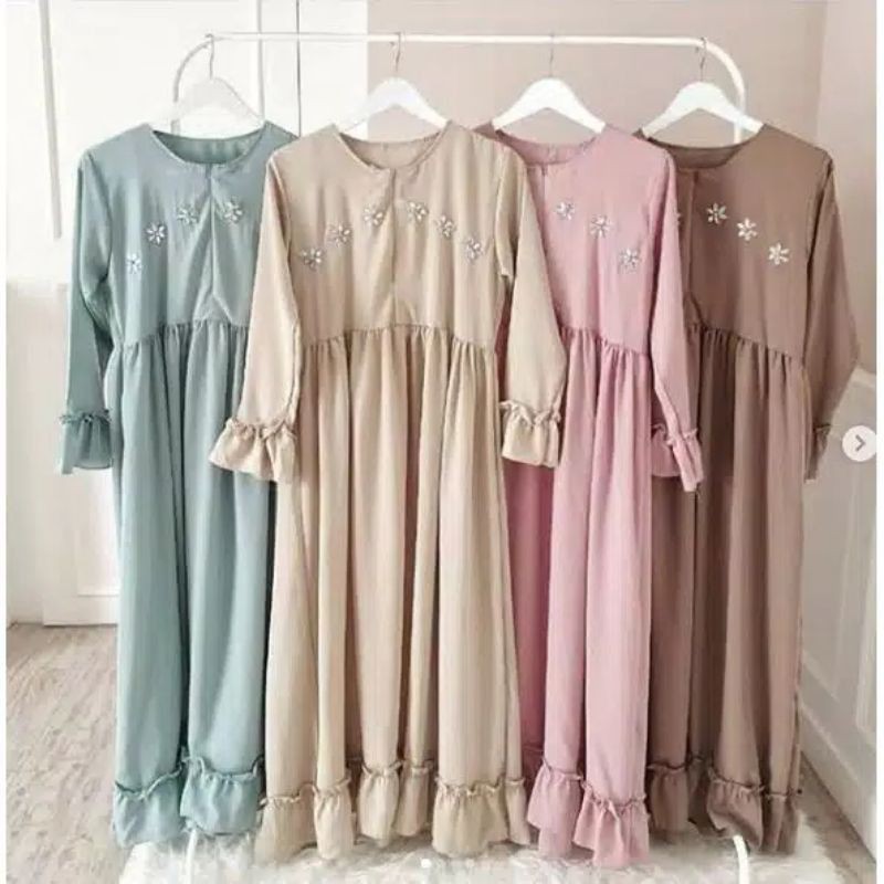 Gamis remaja pesta Swarovski elegant dress millo gamis pastel