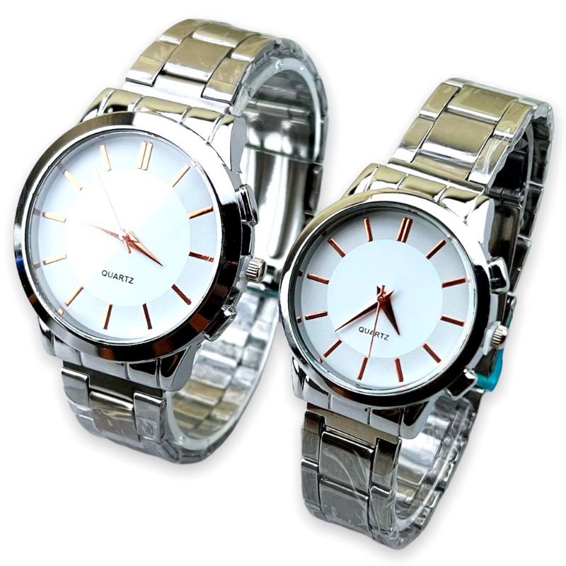 (Grosir)Jam Tangan Couple Alba ll Full Black Strap Rantai/Stell(Terima Cod)