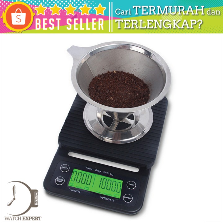 Timbangan Dapur 3kg 0.1g dengan Timer - Taffware Digipounds NS-CF1 Hitam