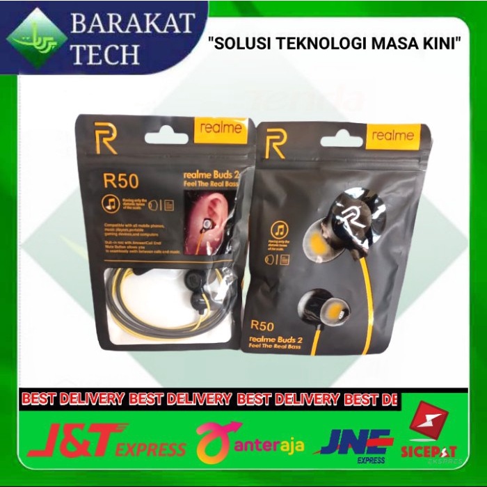 Headset Realme R50 Hf C12 C11 C15 C9 C2 C3 Music Sound Super Bass - HF