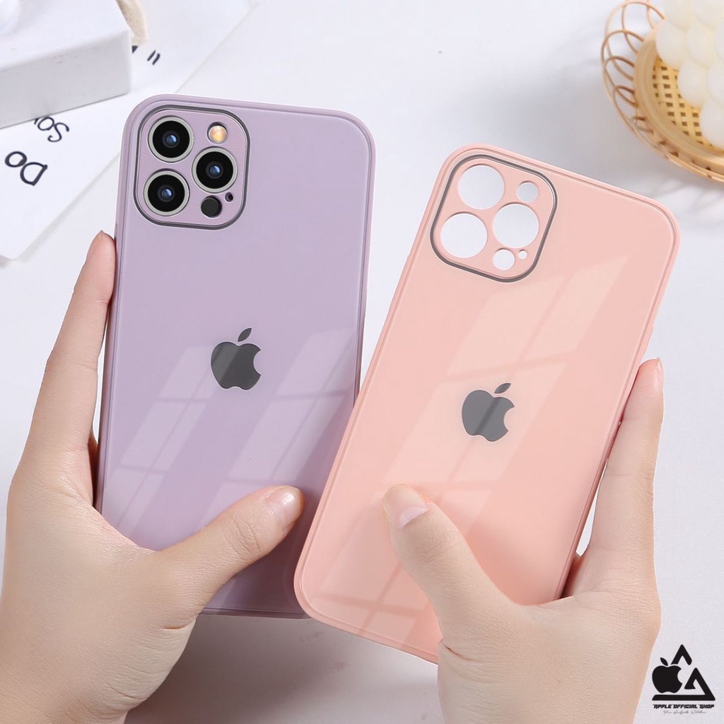 Premium Glass Case iPhone 6 6+ 8 8+ XR X XSMAX 11 11 PRO MAX 12 12 PR0 MAX 13 PRO MAX LOGO candy mewah glass case