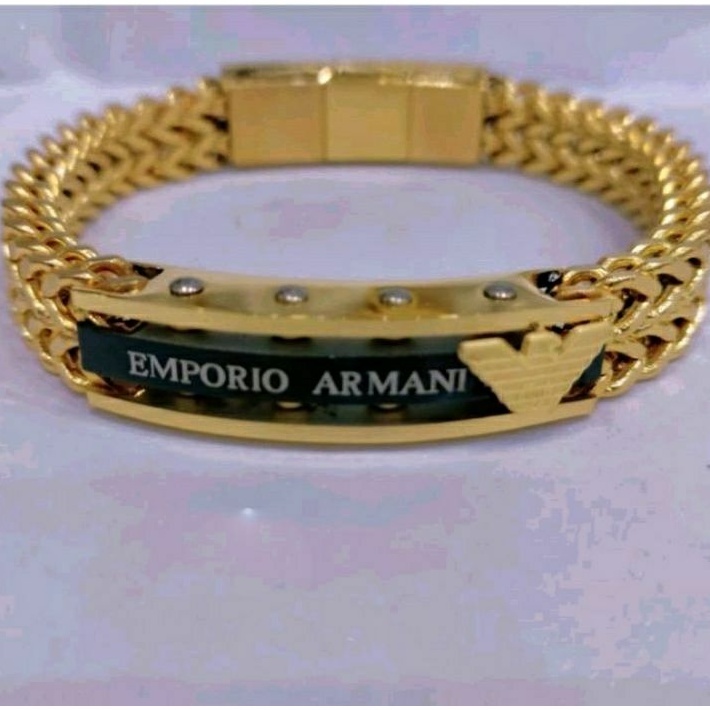 Gelang Tangan pria Rantai Gold Titanium Anti karat