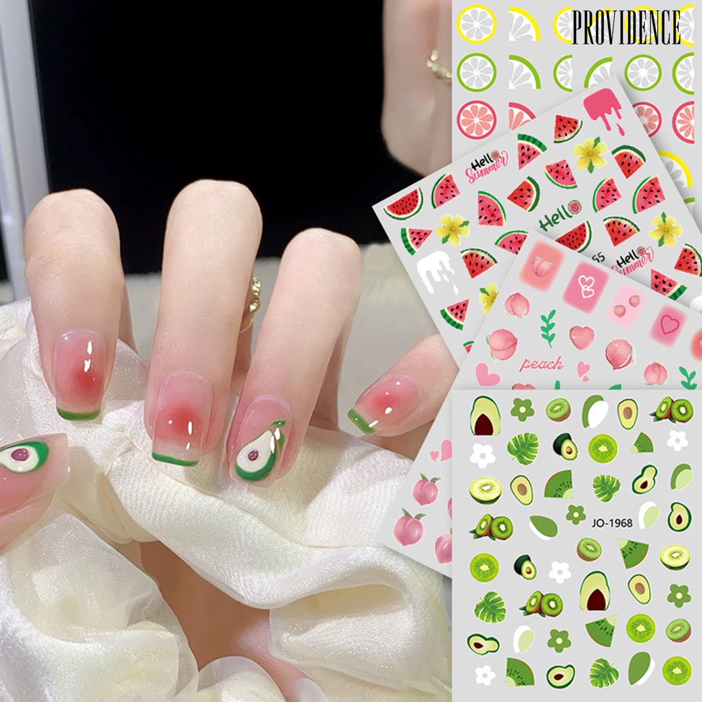 Stiker Kuku Desain Buah Lemon Jeruk Bali Semangka Strawberry Peach Cherry Alpukat Untuk Nail Art