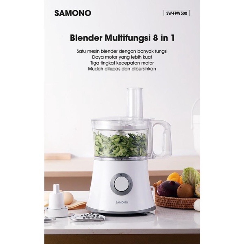 SAMONO FOOD PROCESSOR BLENDER 8 IN 1 MULTIFUNGSI BPA FREE SW-FPW500