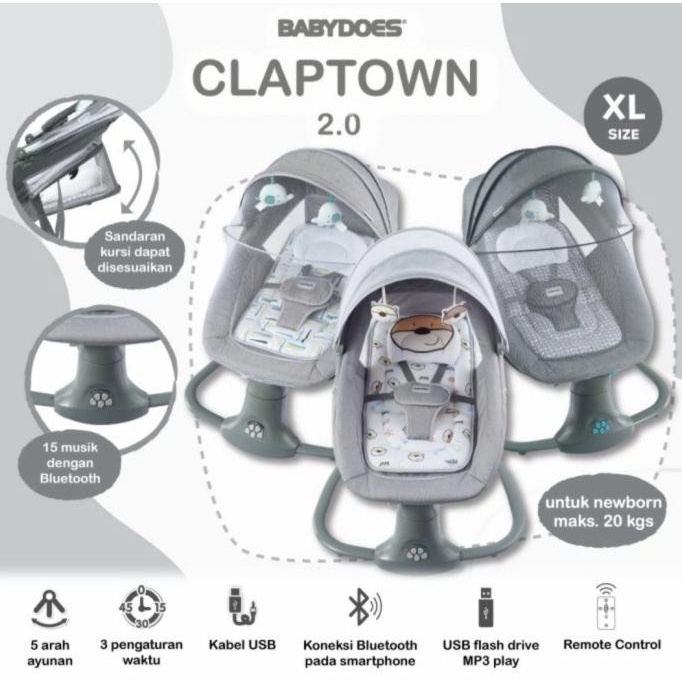BabyDoes Claptown Swing Chair / Ayunan bayi Bouncer elektrik
