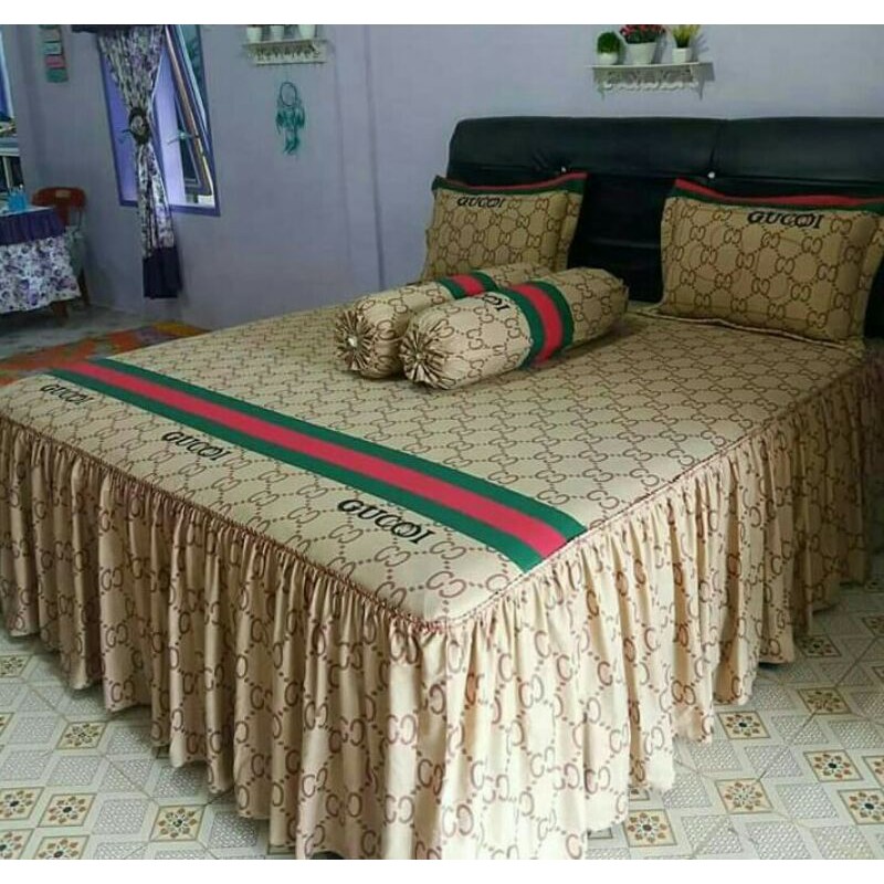 Sprei rumbai motif gucci ukuran 100x200-200x200