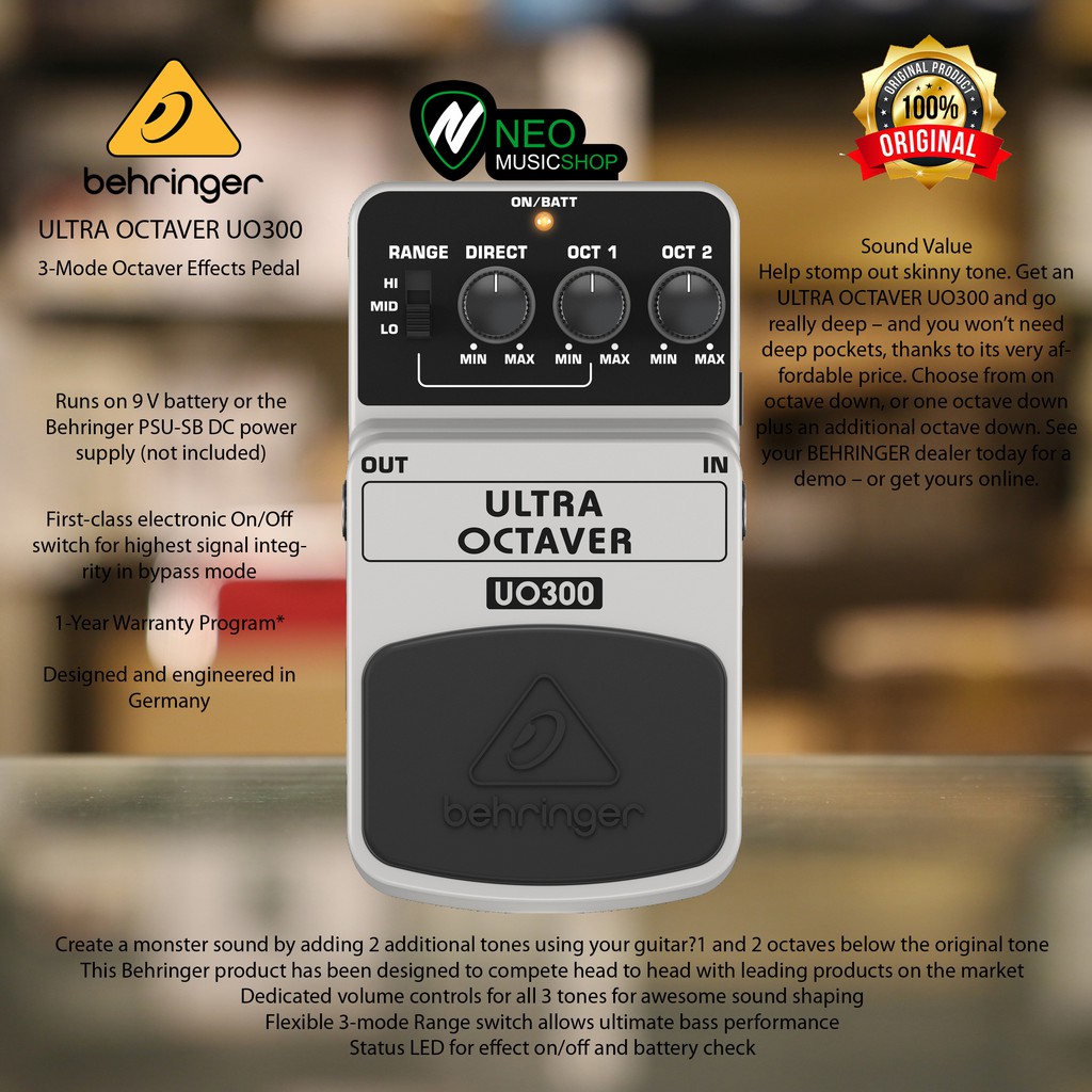 Behringer UO300 ULTRA OCTAVER 3-Mode Octaver Effects Pedal