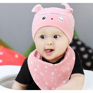 Kupluk Anak + Celemek Bayi | Slabber Anak | Bib + Hat