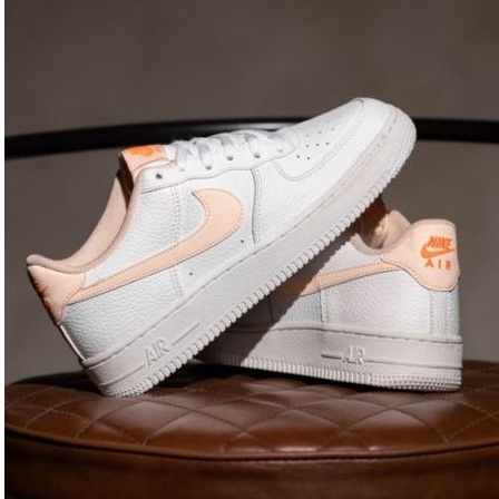 Nk Air Force 1 Low White Peach Original Sneakers Wanita