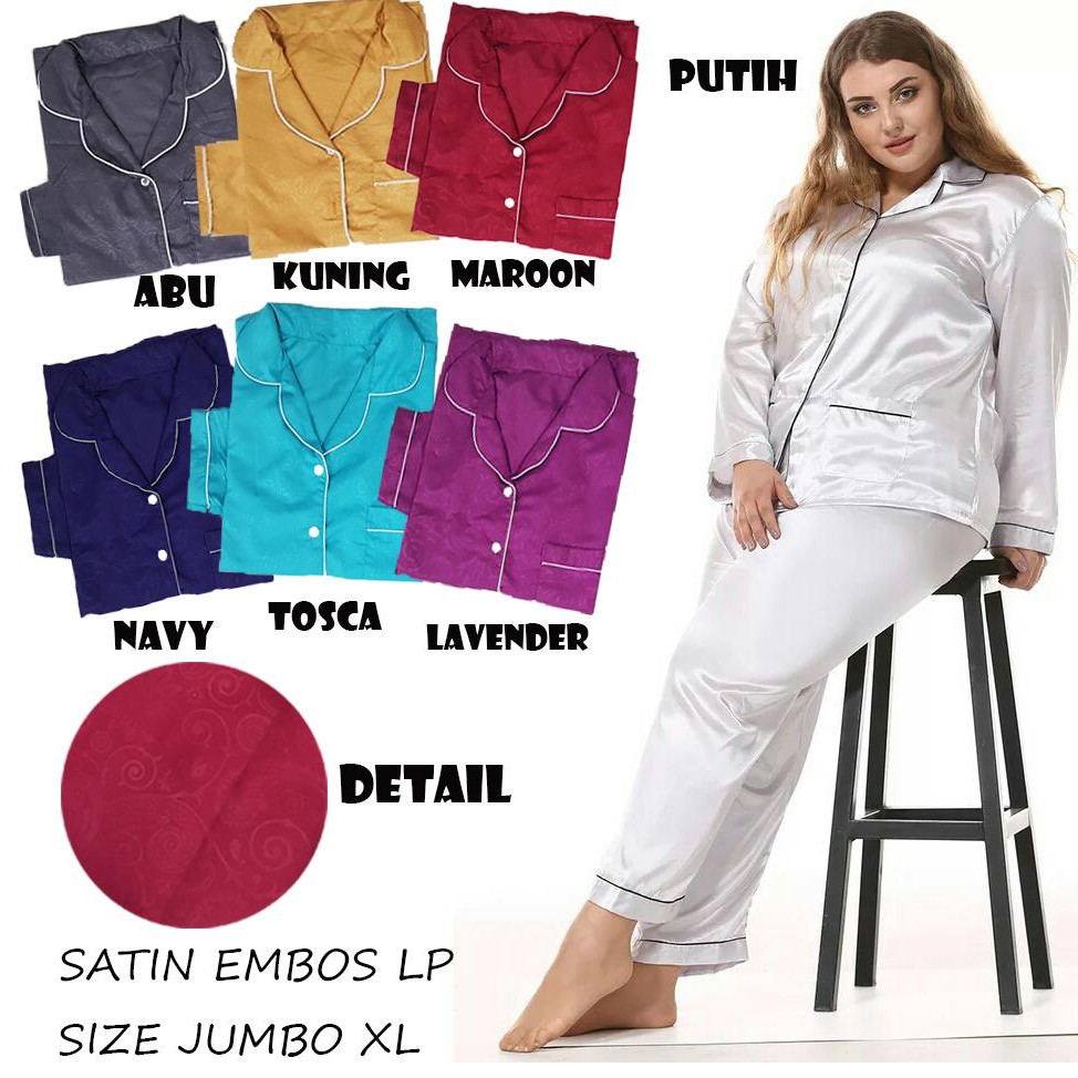 LFF Piyama Jumbo Satin Embos PP Baju Tidur Wanita Dewasa