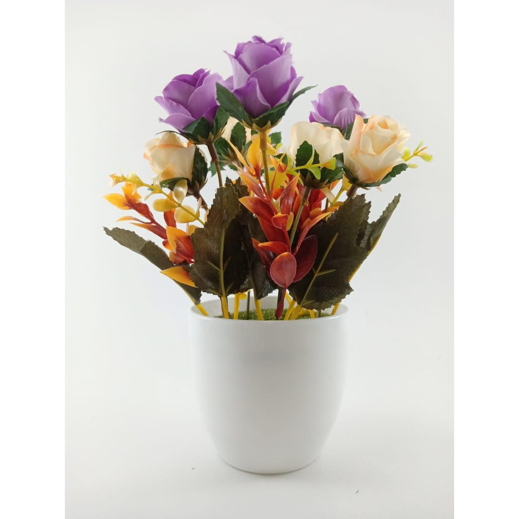 COD BUNGA PLASTIK BUNGA PAJANGAN IMITASI BUNGA ARTIFISIAL BUNGA MAWAR TANAMAN HIAS BR2209-UNGU MUDA