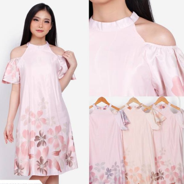 Sorabel Avanjolene Flowery Cold Shoulder Mini Dress (Preloved)