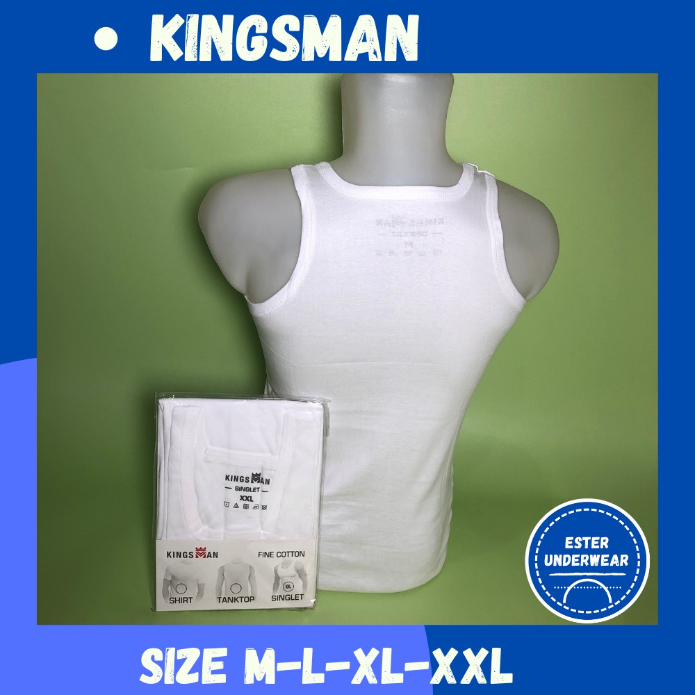 Kaos Singlet Pria Kingsman SKP Putih  Isi-1 Pcs bahan Fine Cotton