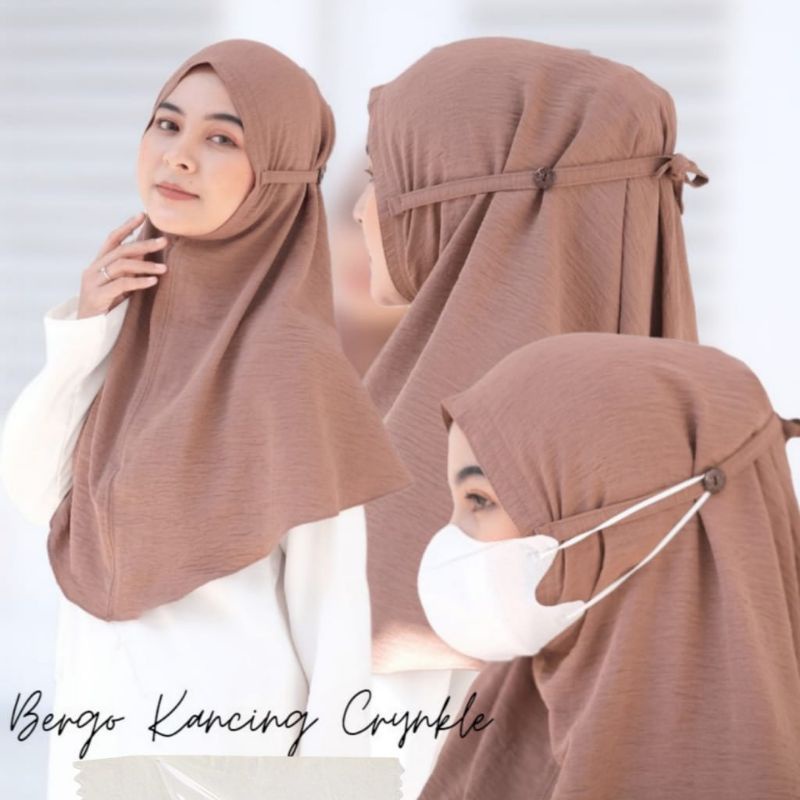 Hijab Instan Kancing Masker Bergo Crincle Air Flow