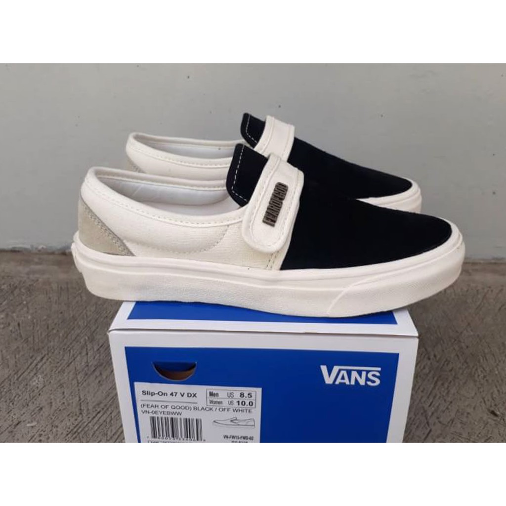 vans slip on 47 v dx fear of god black white