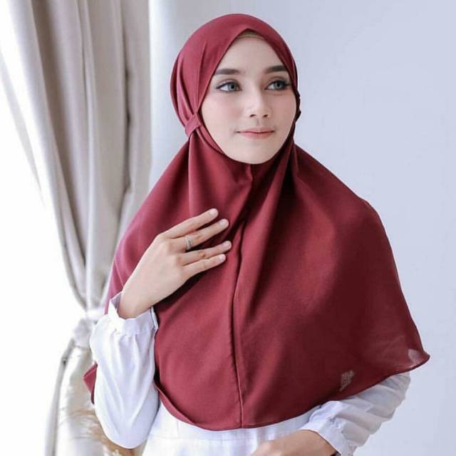 Jilbab Bergo Maryam Size L Tali Diamond Crepe Premium Hijab Instan