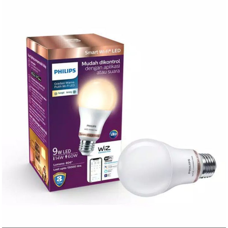 Bohlam Philips Smart Wi-Fi LED 9 Watt - Tunable White (Putih) / Lampu Philips Smart Wi-Fi LED 9 Watt