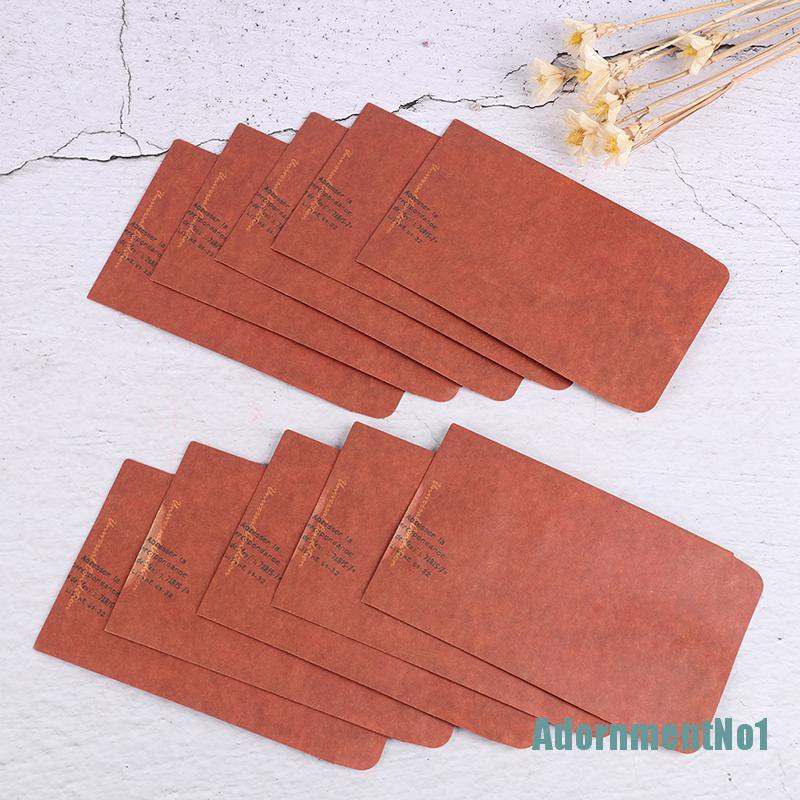 (AdornmentNo1) 10pcs Amplop Kertas Kraft Motif Print Tulisan Gaya Vintage / Retro