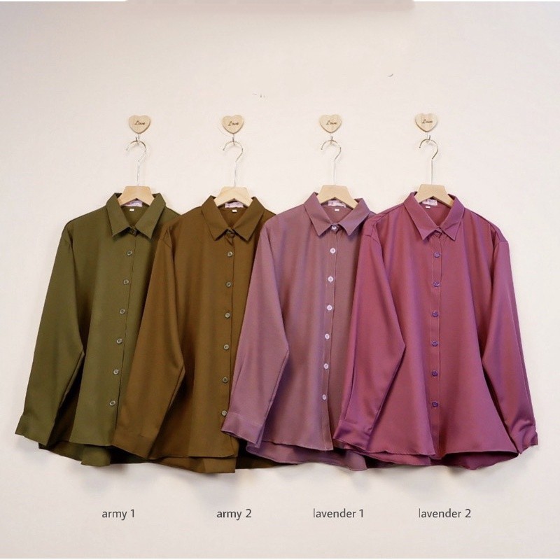 Kemeja Wanita Polos Lengan Panjang Terbaru Kekinian Casual Santai Kuliah Kerja ld 110-7