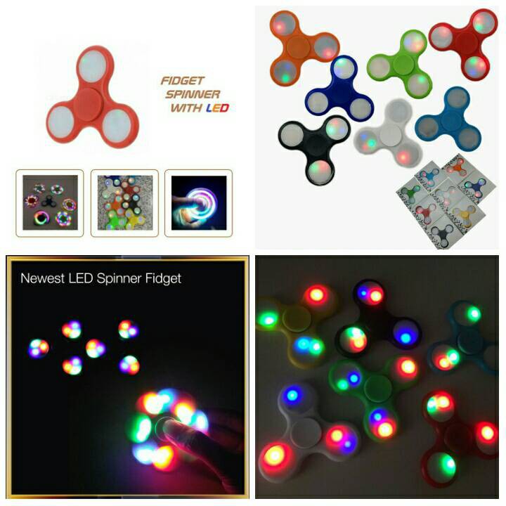 Fidget Hand Spinner Lampu Led Disco Lamp Toys Spiner Mainan Jari