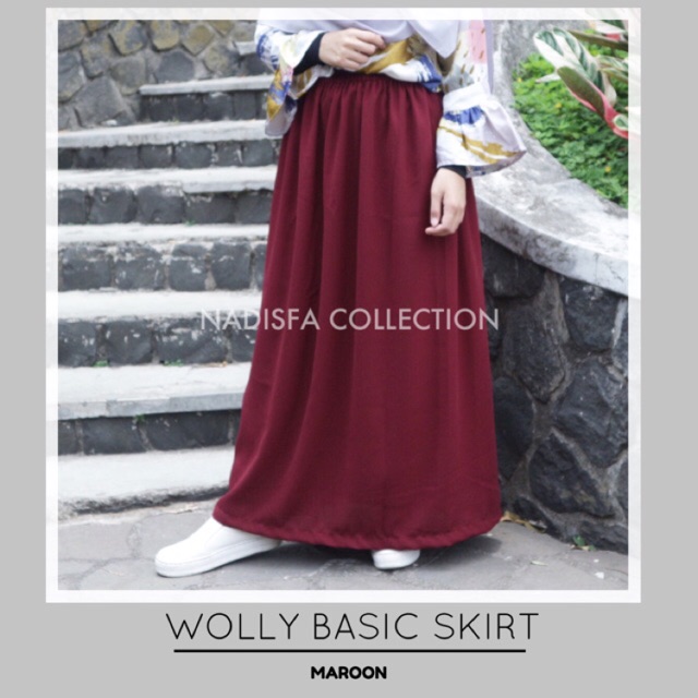 WOLLY BASIC SKIRT  ROK PANJANG SIMPEL KAMPUS  ROK KANTOR