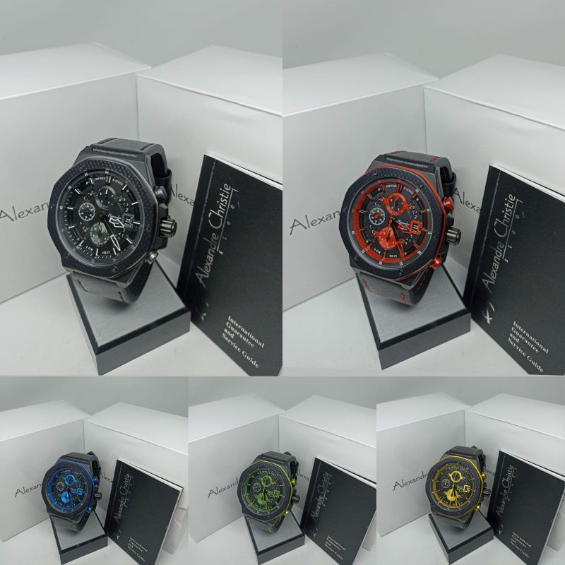 Jam Tangan Pria Alexandre Christie 6600 AC6600 AC 6600 Tali Kulit