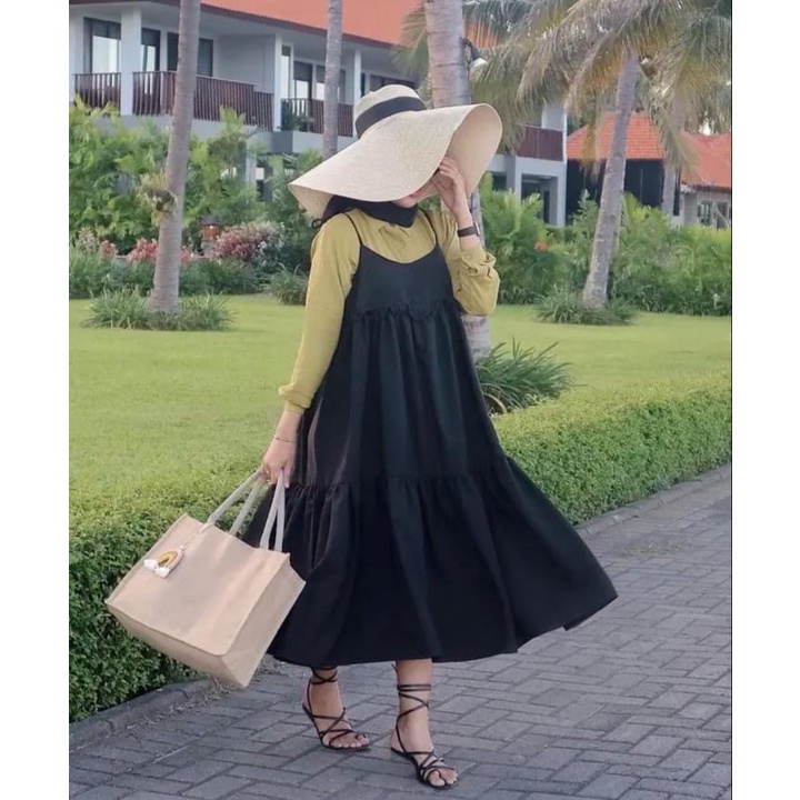 ready alyafa midi dress overall ruffle by hijab ootd