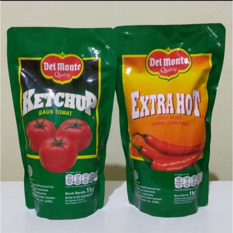 

Del Monte saus tomat extra hot chilli 1 kg 1000 gr pouch delmonte