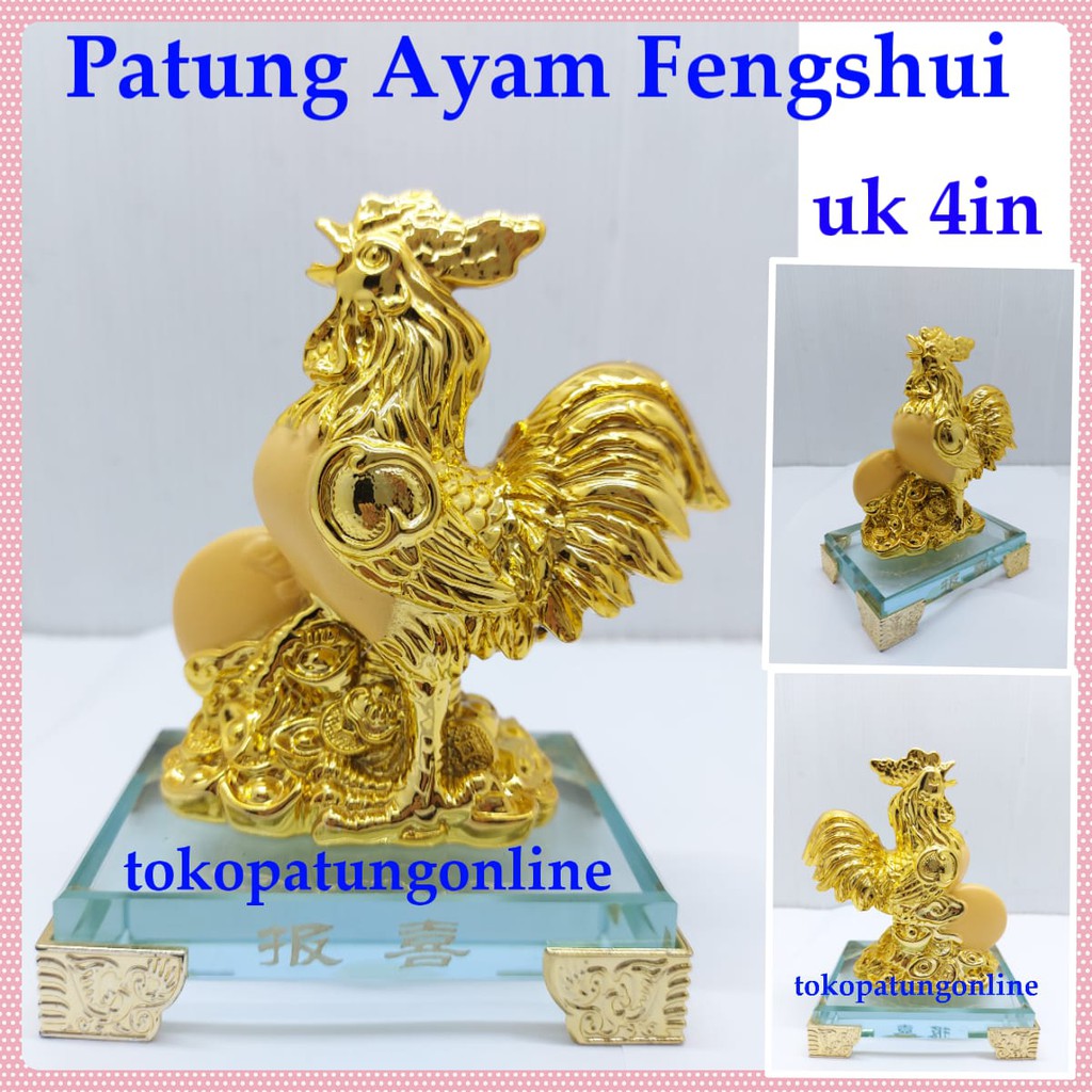 Patung Ayam Fengshui Pasir Emas Fengshui 4in