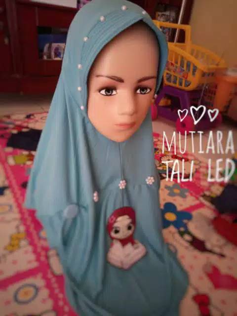 Jilbab anak lol led musik 3-8 tahun mutiara tali / JILBAB ANAK LOL LED MUSIK ANAK TK SD