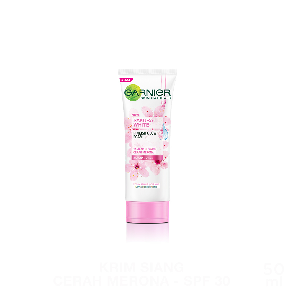 Garnier Sakura White Pinkish Glow Whip Foam Skin Care Pembersih Wajah 50 mL-50 ml