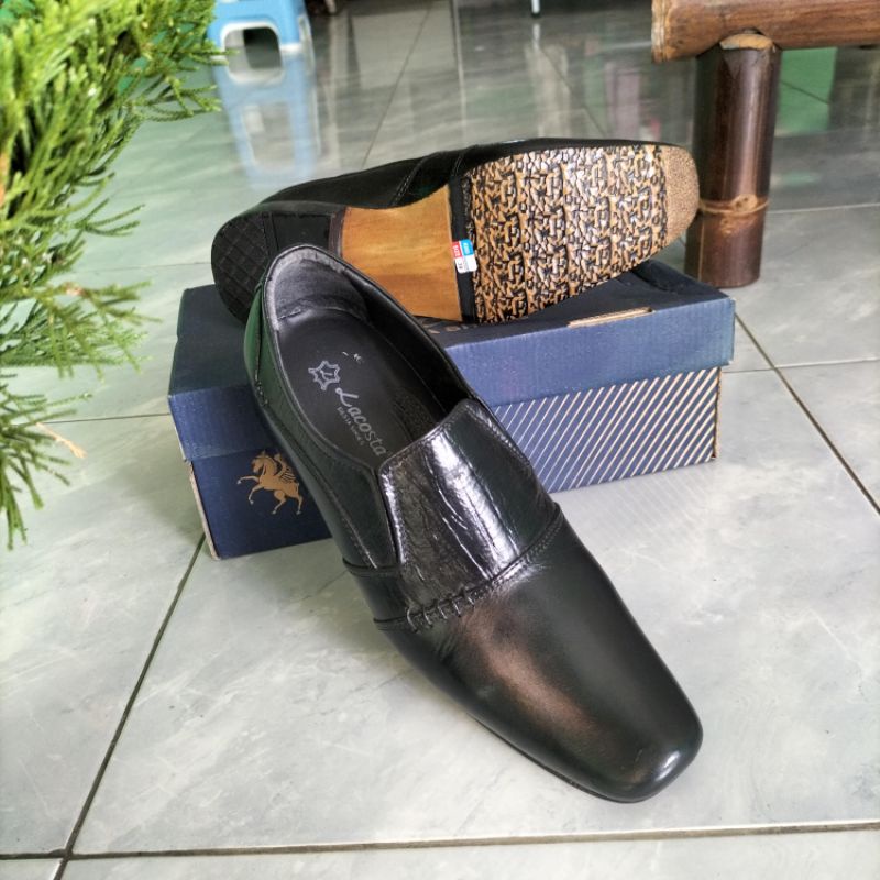 Sepatu Kulit Sapi Asli Pria Casual Formal Santai Kerja Dinas Harian