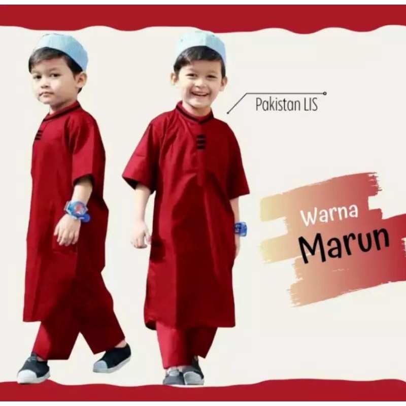 Setelan Baju Koko Jubah Pakistan Anak Laki-laki 1-10 Tahun Setelan Pakaian Baju Muslim Anak Terlaris