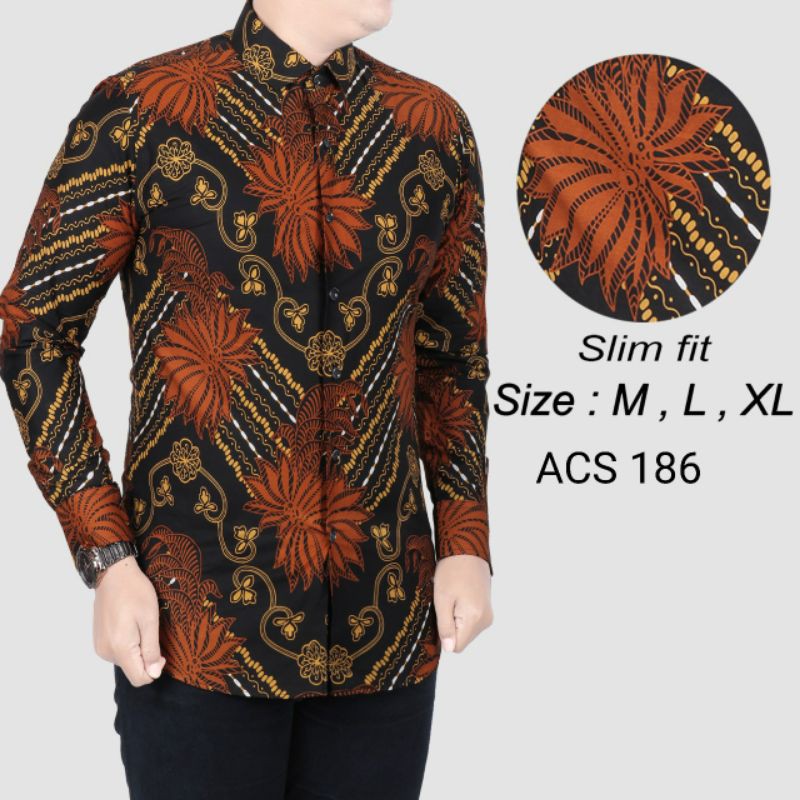 BAJU BATIK PRIA SLIM FIT MODERN LENGAN PANJANG  BATIK SLIMFIT LB106