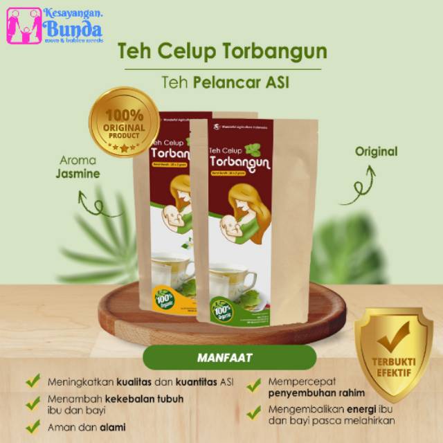 Teh Celup Torbangun 70gr Minuman Pelancar ASI Booster Organik Kesayangan.Bunda Organic Halal