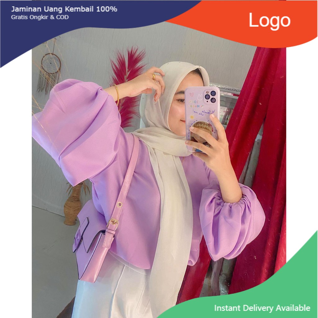 [ COD ] GARANSI TERMURAH Ola Top | Blouse Lengan Balon | Atasan Muslim Wanita Terlaris