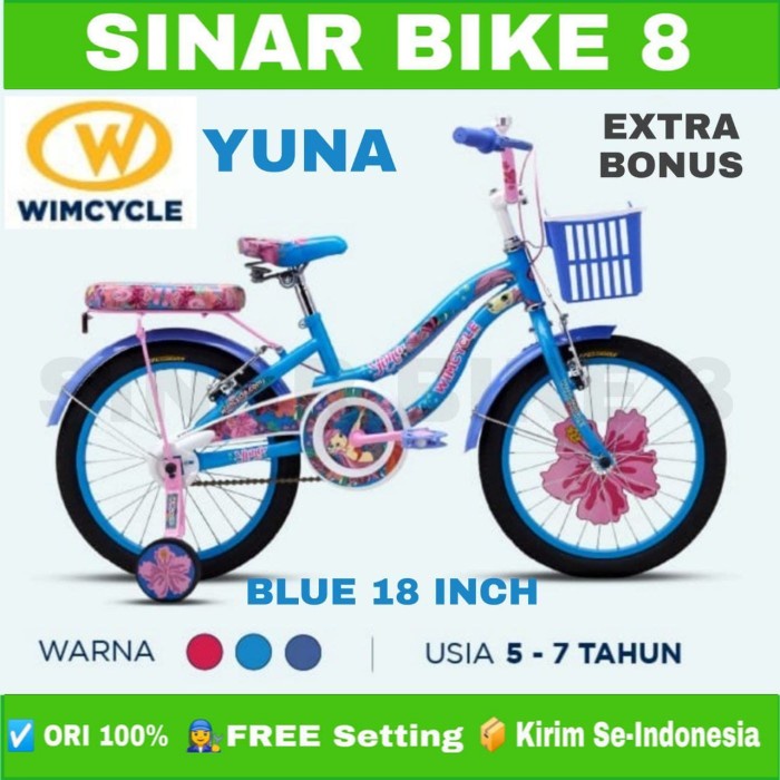 Sepeda Anak Mini WIMCYCLE YUNA Ukuran 16&quot; 18&quot; dan 20 Inch Keranjang Garansi Resmi