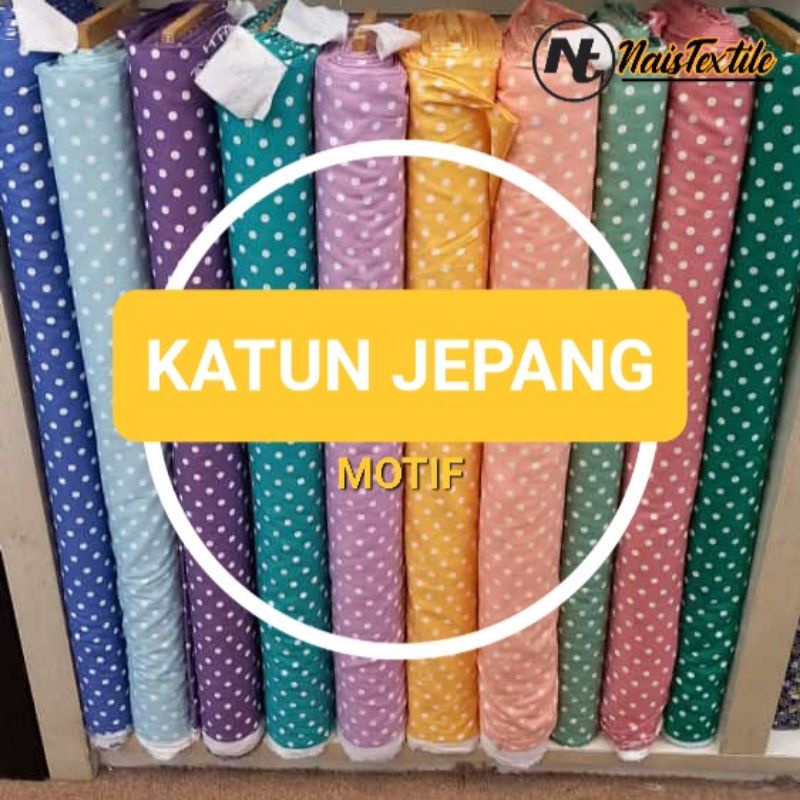 KATUN JEPANG MOTIF POLKADOT/BAHAN KAIN KATUN JEPANG BERMOTIF TOTOL-TOTOL
