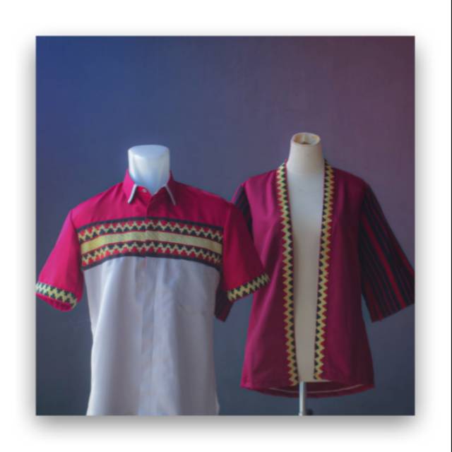 Paket Couple Kemeja Twotone Tapis Lampung & kimono Outer Tapis Lampung Unisex