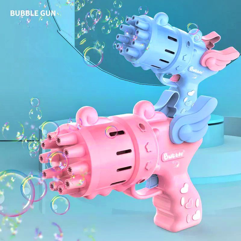 Mainan Bubble Gun Gelembung Angel Tembak Gelembung Sabun Pistol Elektrik Otomatis 10 Mata